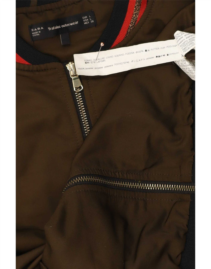 Zara Damen Bomberjacke UK 40 Large Khaki Polyester
