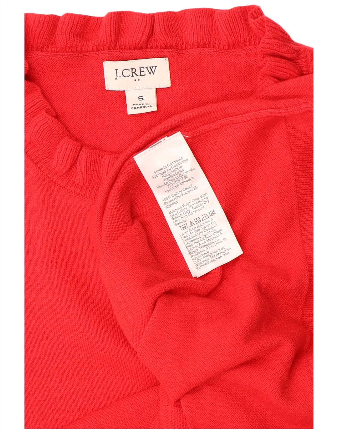 J. CREW Damen-Pullover mit Rundhalsausschnitt, Gr. 10, Größe S, Rot, Baumwolle