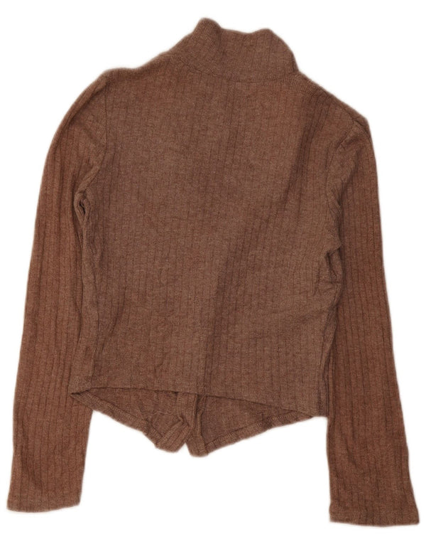 Zara Damen Crop Cardigan Top UK 10 Small Braune Viskose