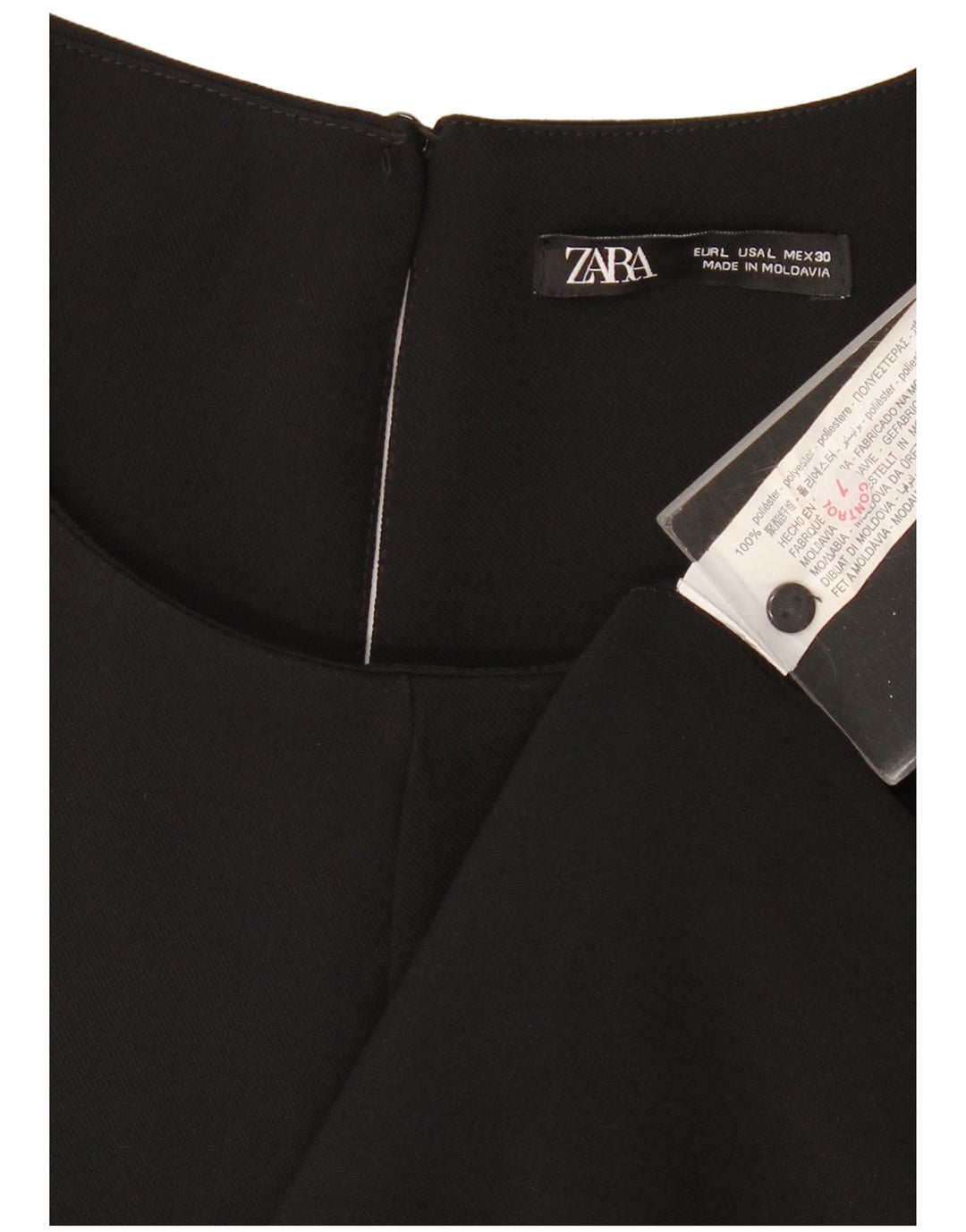 Zara Damen ärmelloses Zeltkleid UK 16 Large Schwarz Polyester