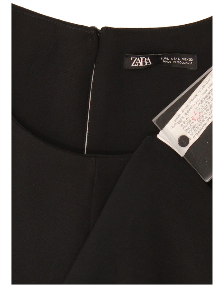 Zara Damen ärmelloses Zeltkleid UK 16 Large Schwarz Polyester