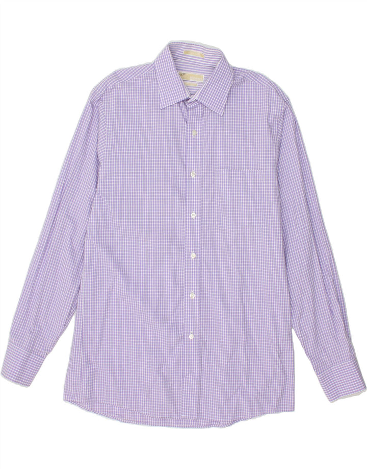 MICHAEL KORS Mens Regular Fit Shirt Large Purple Check Cotton Vintage Michael Kors and Second-Hand Michael Kors from Messina Hembry 