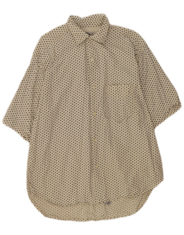 Replay Mens Short Sleeve Shirt Medium Beige Spotted Cotton