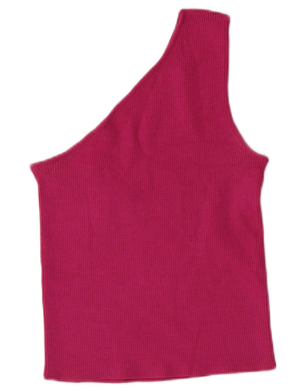 ZARA Damen Crop One Shoulder Top UK 8 Small Rosa Nylon