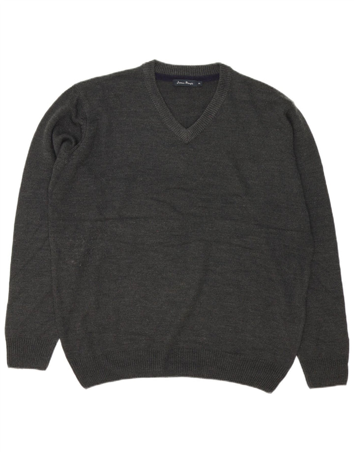James Pringle Herren-Pullover mit V-Ausschnitt, XL, graues Acryl