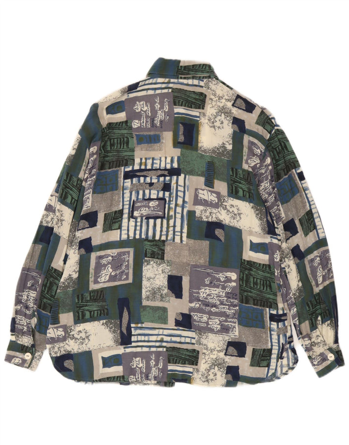 Vintage Damen Grafik-Hemdbluse EU 38 Medium Mehrfarbig Patchwork