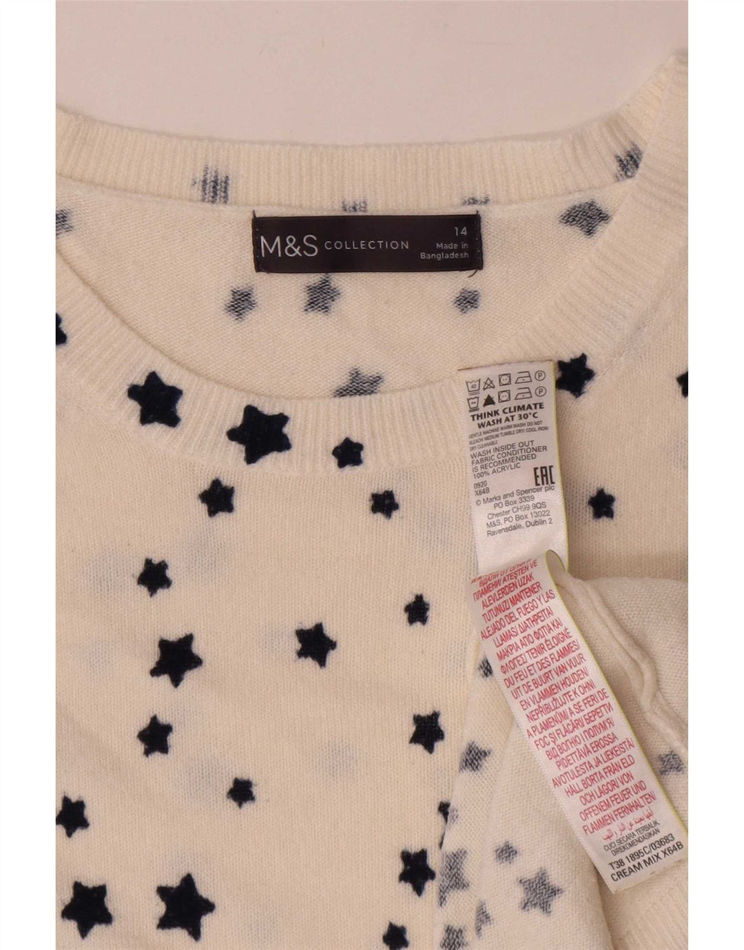 Marks & Spencer Damen-Pullover mit U-Boot-Ausschnitt, Gr. 14, Weiß