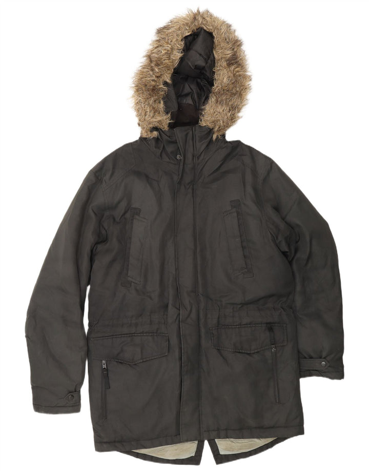 JACK & JONES Herren-Parka mit Kapuze, Größe 40, Schwarz