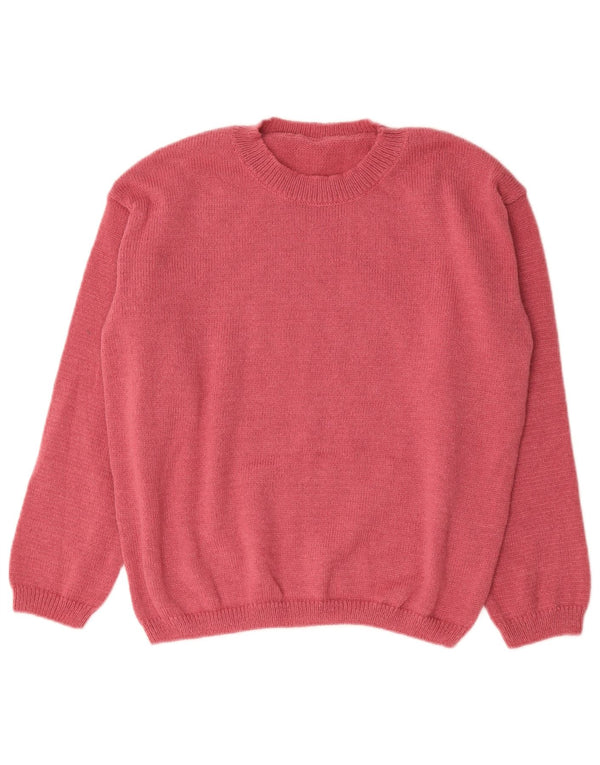 Vintage Damen Rundhalspullover Pullover UK 14 Groß Rosa