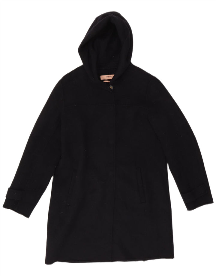Zara Damen Kapuzenmantel UK 14 Medium Schwarz