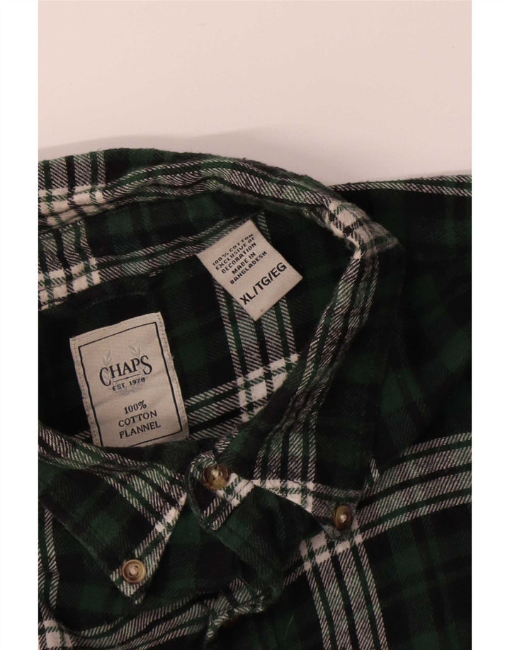 Chaps Herren-Flanellhemd XL, grün kariert, Baumwolle