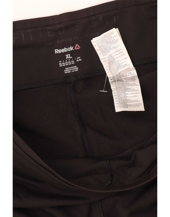 Reebok Damen Leggings UK 20/22 XL Schwarz Polyester