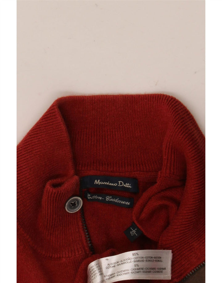 MASSIMO DUTTI Herren-Pullover mit Reißverschluss am Hals, große rote Baumwolle