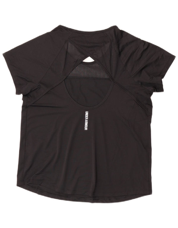 Under Armour Damen Heat Gear T-Shirt Top UK 16 Large Schwarz Polyester