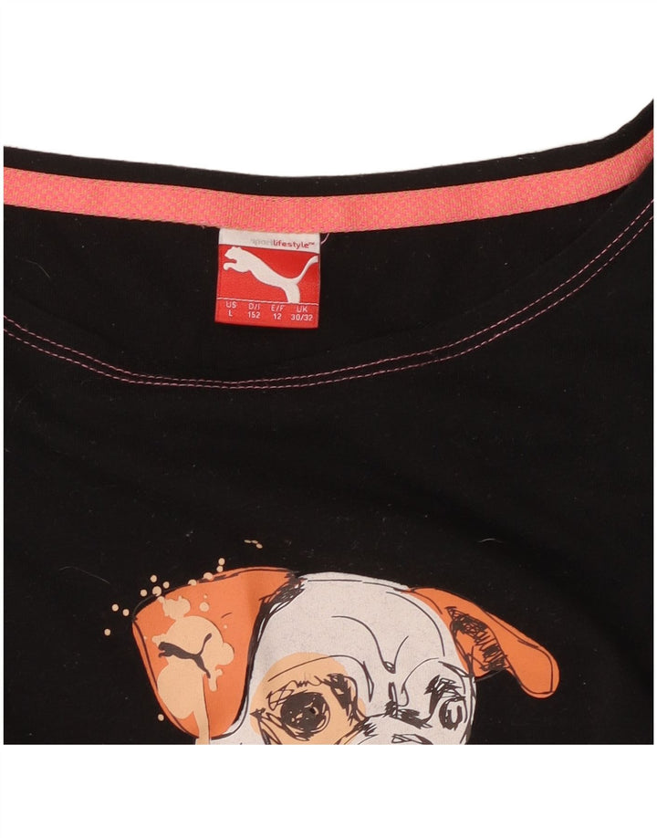 PUMA Mädchen Graphic T-Shirt Top 11-12 Jahre Schwarz