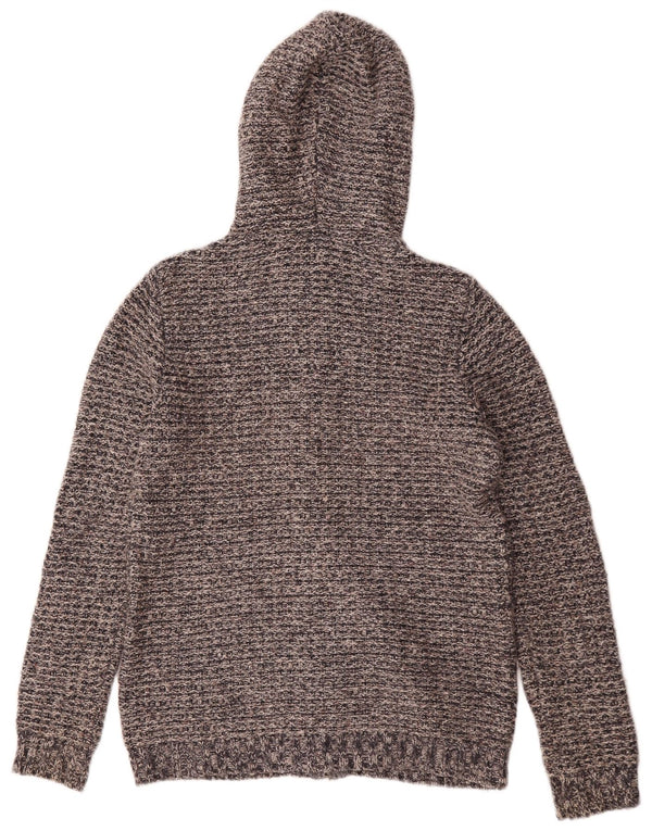 Fat Face Damen-Strickjacke in Übergröße mit Kapuze, UK 12, mittelgrau meliert