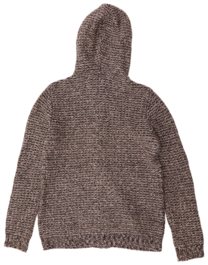 Fat Face Damen-Strickjacke in Übergröße mit Kapuze, UK 12, mittelgrau meliert