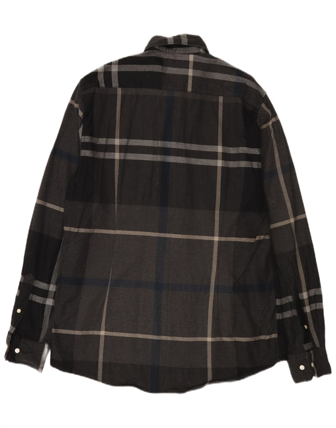 Barbour Tailored Fit Flanellhemd für Herren aus mittelgrauer Karo-Baumwolle