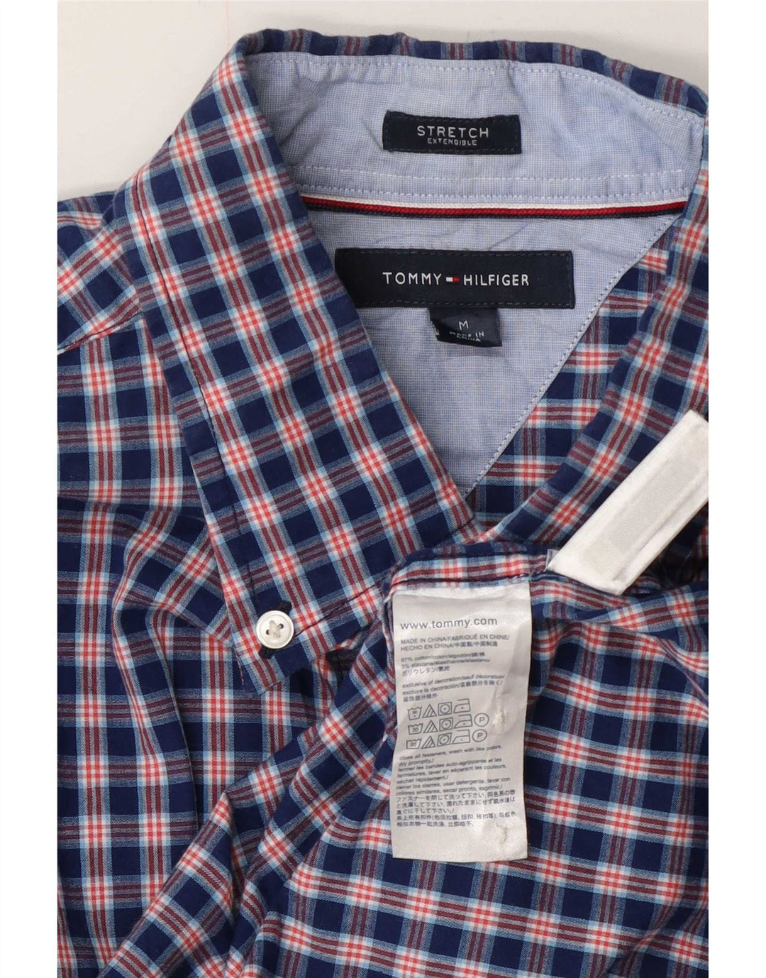 Tommy Hilfiger Herrenhemd, mittelblau, kariert, Baumwolle