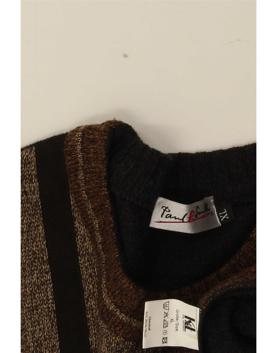 Vintage Herren-Pullover mit Rundhalsausschnitt, XL, mehrfarbig, Colourblock-Wolle