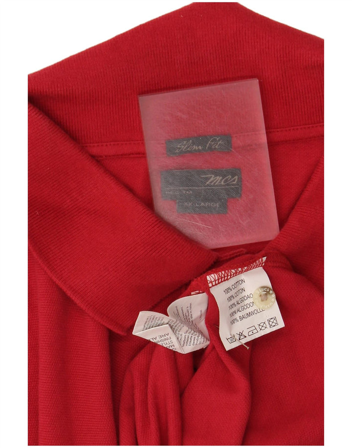 Marlboro Classics Herren-Poloshirt mit schmaler Passform, 2XL, rote Baumwolle