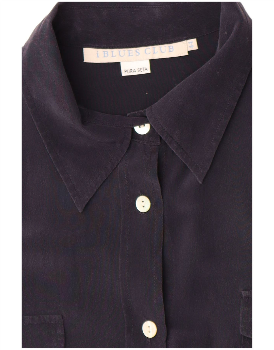 i Blues Damen-Hemdbluse IT 44 aus mittelblauer Seide in Marineblau