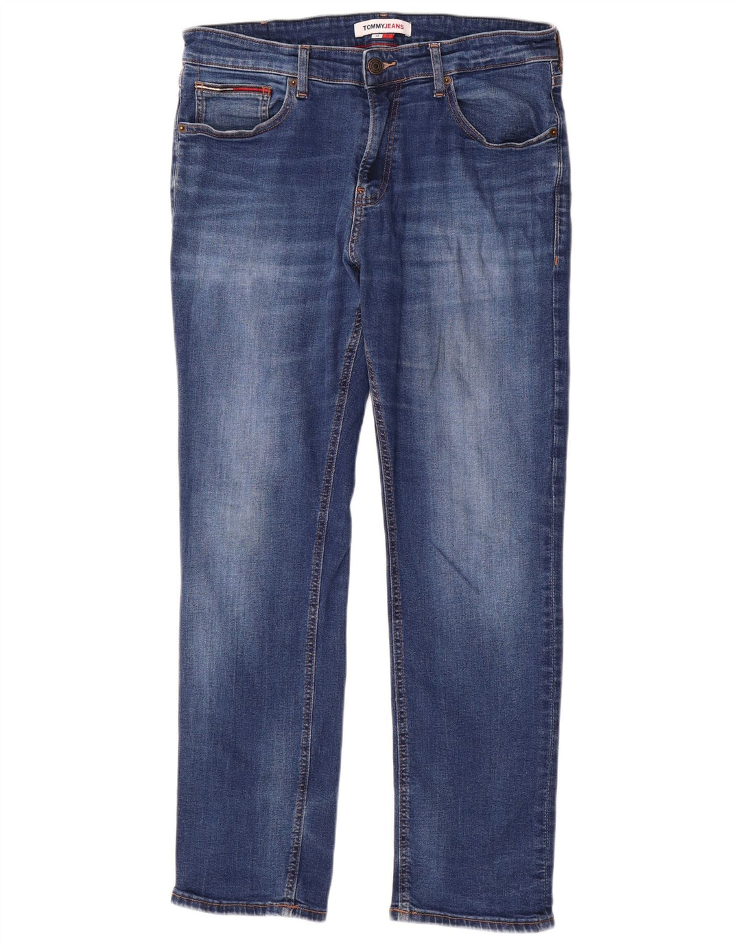 Tommy Hilfiger Herren Straight Jeans W34 L30 Blaue Baumwolle