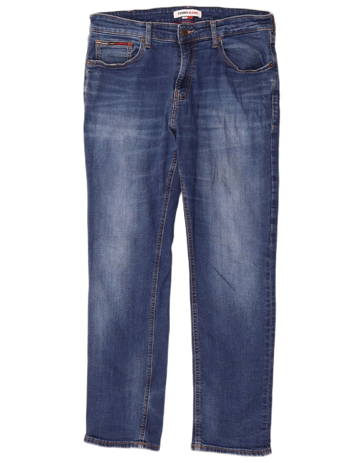 Tommy Hilfiger Herren Straight Jeans W34 L30 Blaue Baumwolle