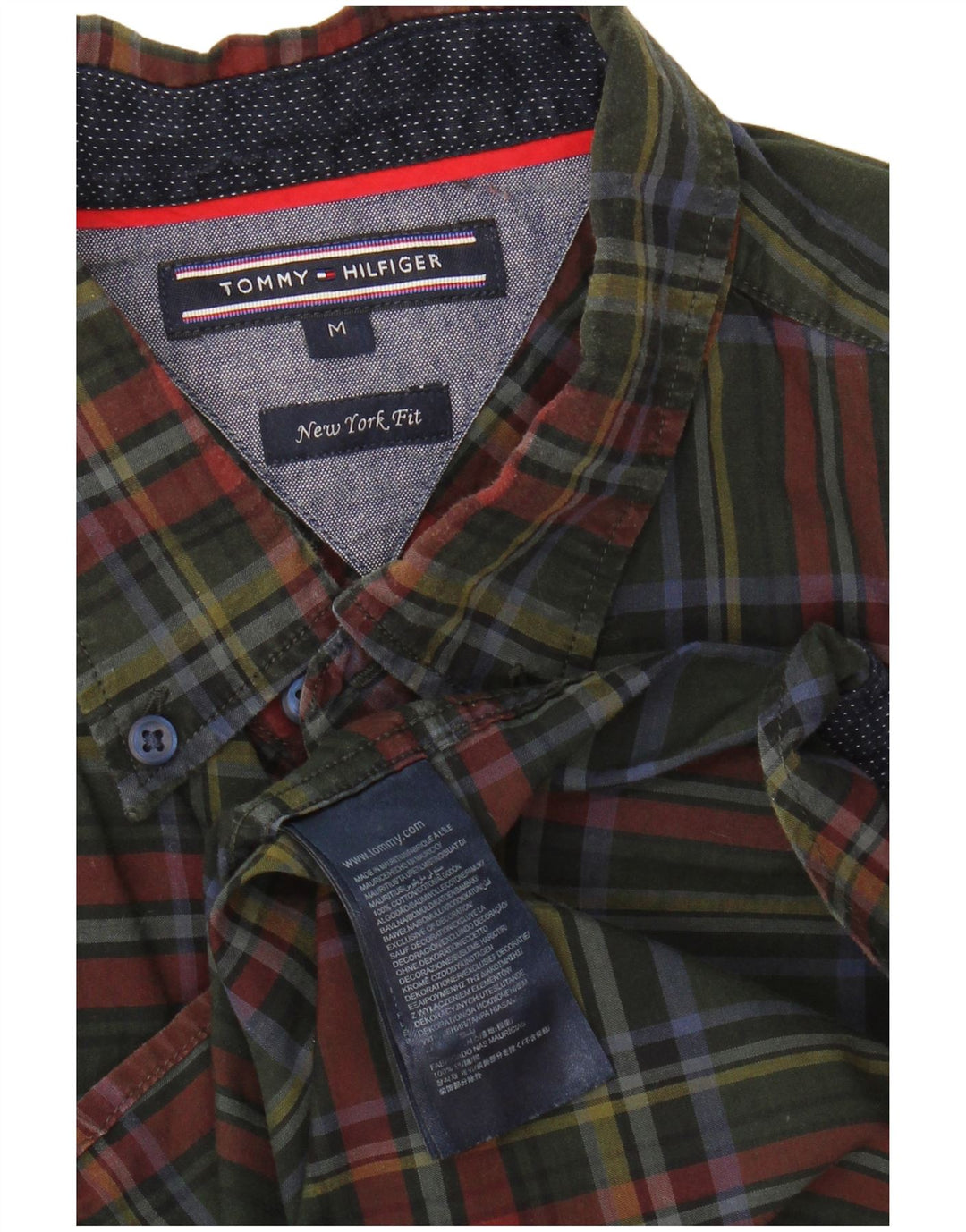 Tommy Hilfiger Herren New York Fit Hemd Medium Khaki Check Baumwolle
