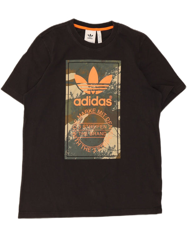 Adidas Herren Grafik T-Shirt Top Medium Schwarz Baumwolle