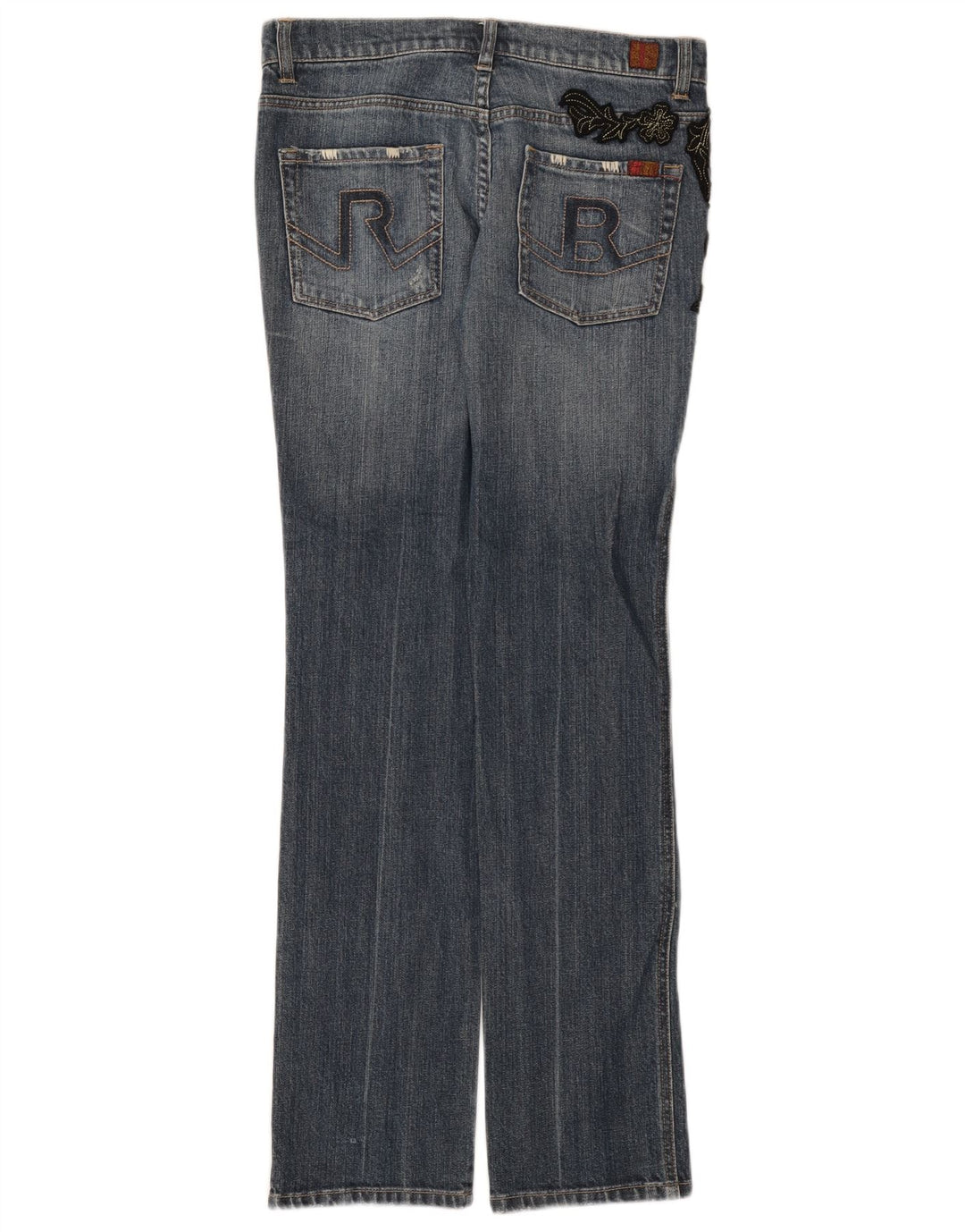 Roccobarocco Damen Bootcut Jeans IT 42 Medium W28 L32 Blau geblümt