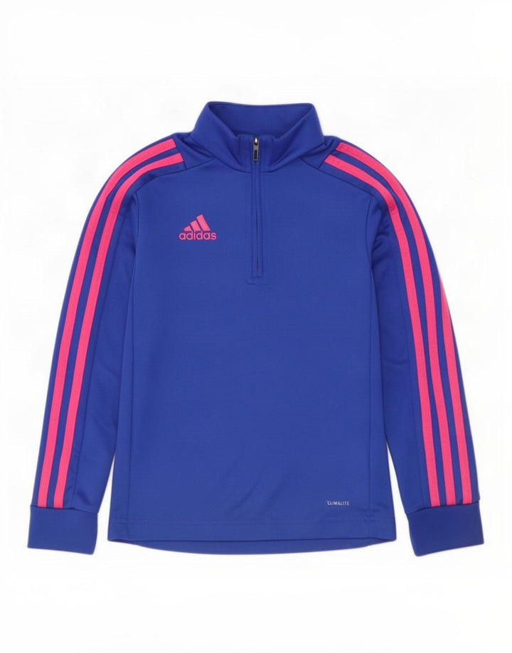 Adidas Mädchen Climalite Zip Neck Pullover Trainingsanzug Top 7–8 Jahre blau