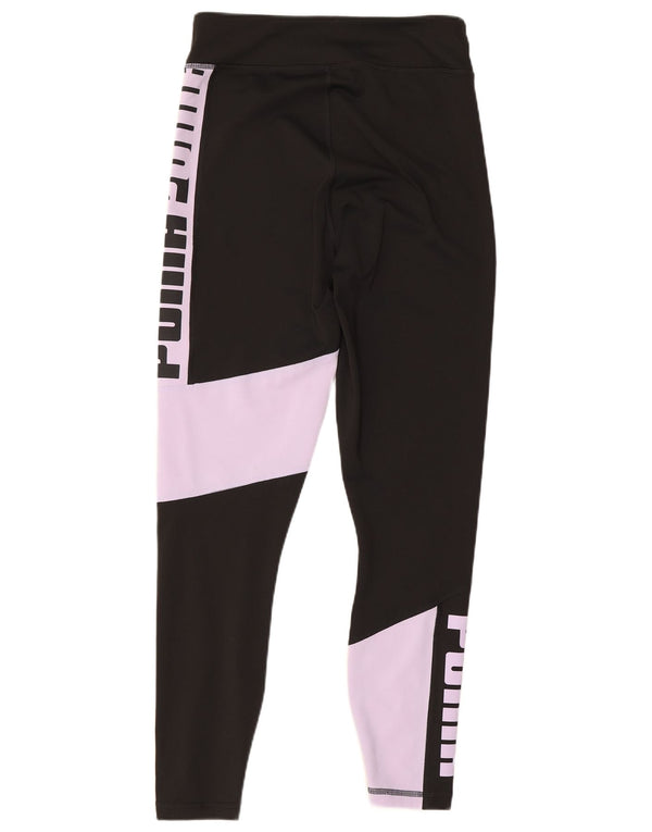 Puma Womens Graphic Leggings UK 10 Small Schwarz Colourblock