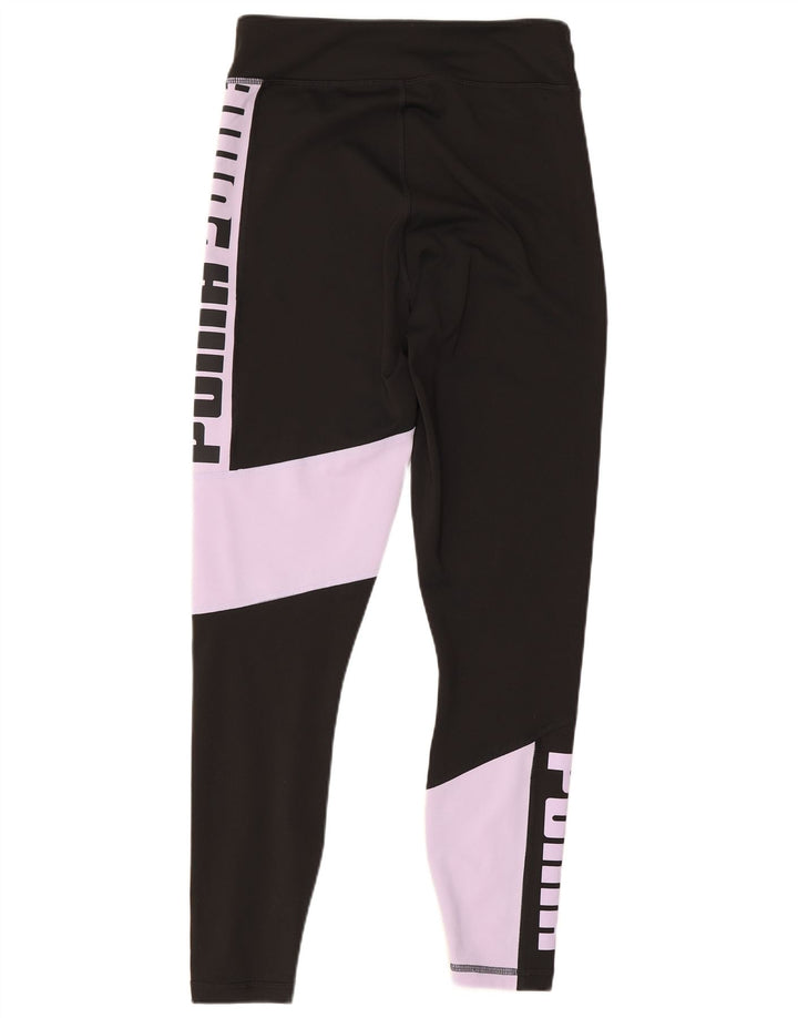 Puma Womens Graphic Leggings UK 10 Small Schwarz Colourblock