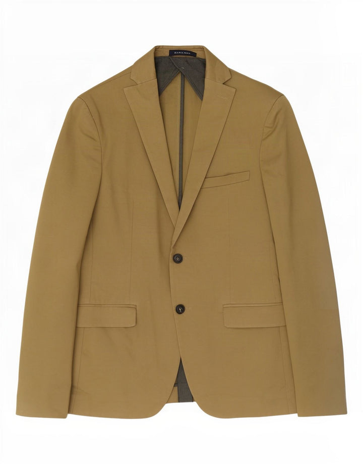 Zara Herren-Blazer mit 2 Knöpfen, EU 50, mittelkhakifarben, klassisch