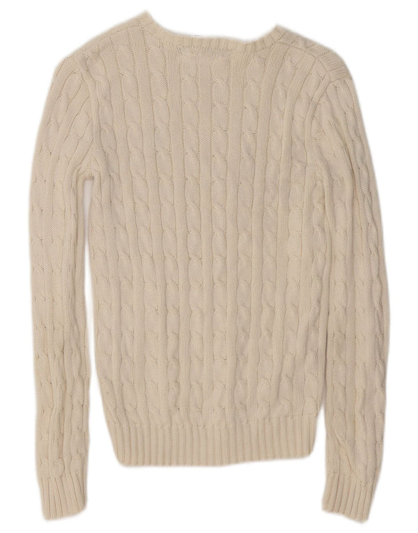 Ralph Lauren Damen-Pullover mit U-Boot-Ausschnitt, UK 6, XS, weiße Baumwolle