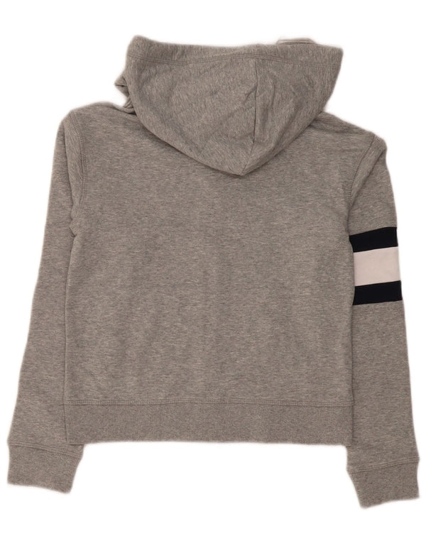 Tommy Hilfiger Damen Crop Graphic Zip Hoodie Pullover UK 2 2XS Graue Baumwolle