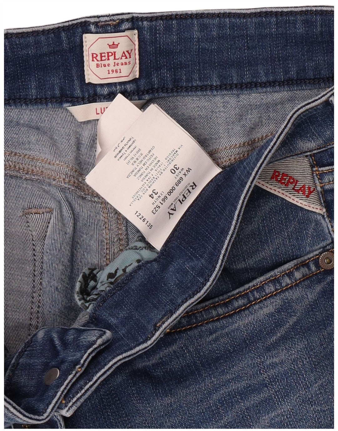 REPLAY Damen Luz Skinny Jeans W30 L34 Blaue Baumwolle