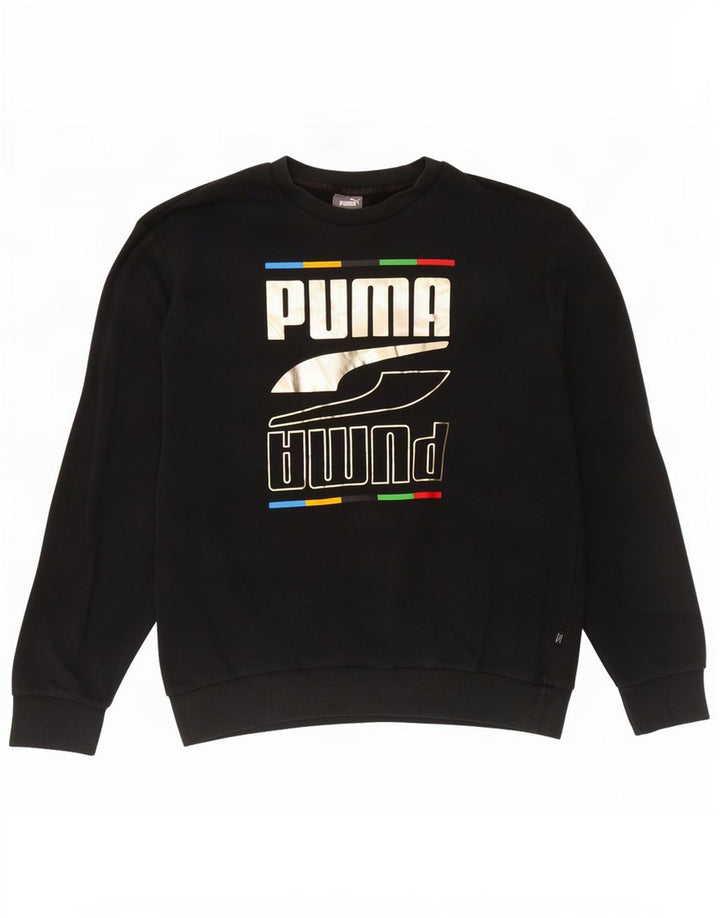 Puma Herren Grafik-Sweatshirt-Pullover, groß, schwarze Baumwolle