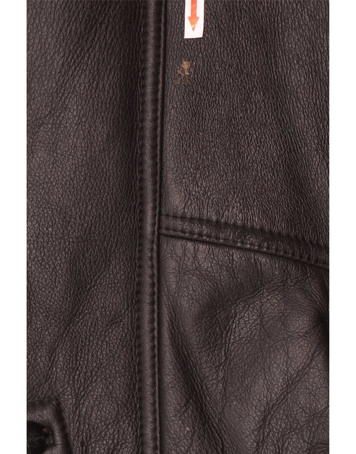 Vintage Herren Shearling Jacke IT 50 Large Schwarz