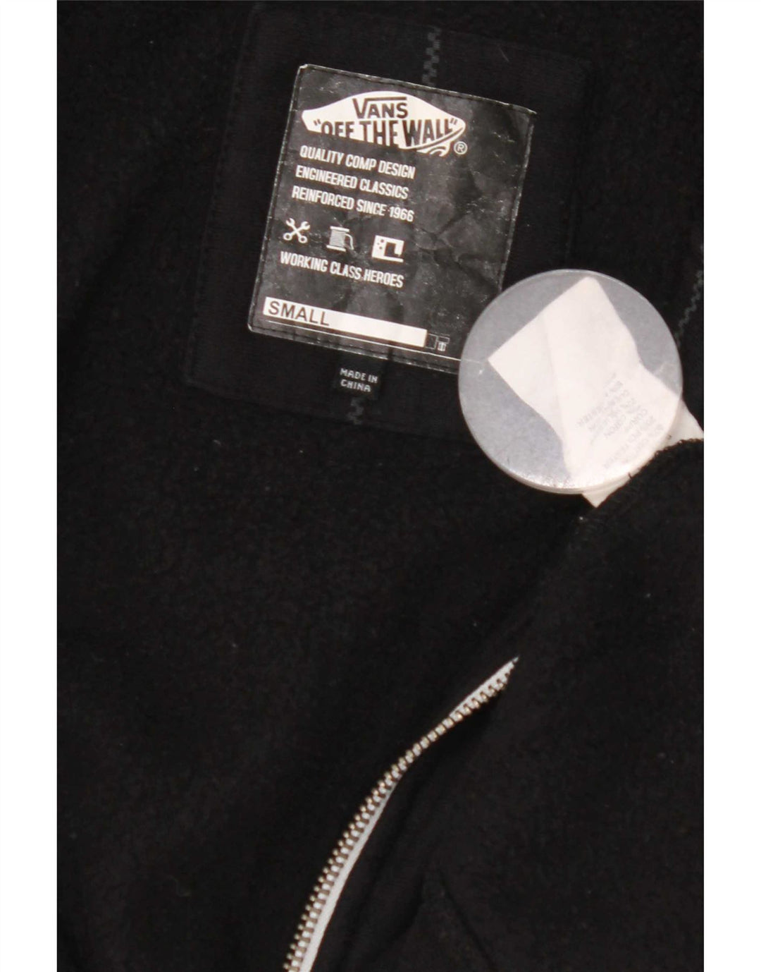 Vans Herren-Kapuzenpullover mit Reißverschluss, klein, schwarz, gestreift, Baumwolle