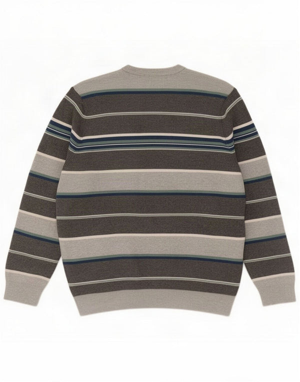 Marks & Spencer Mens Crew Neck Jumper Sweater 2XL Grey Striped Polyester