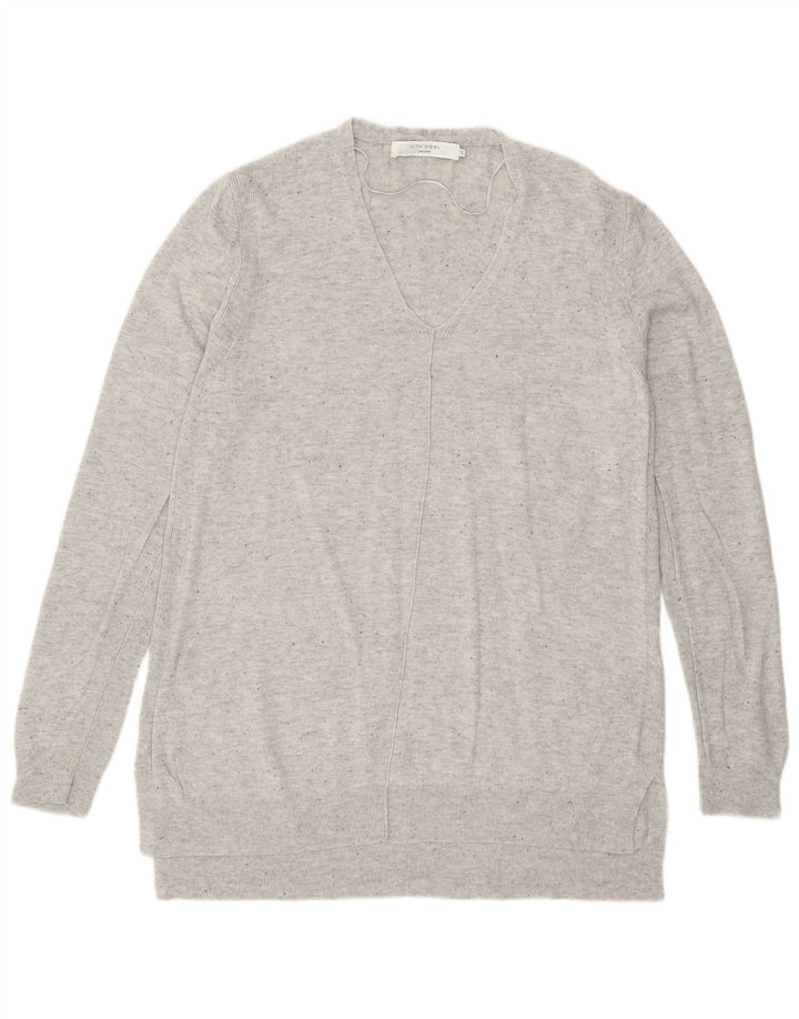 John Lewis Damen-Pullover mit V-Ausschnitt, UK 12, mittelgrau meliertes Nylon