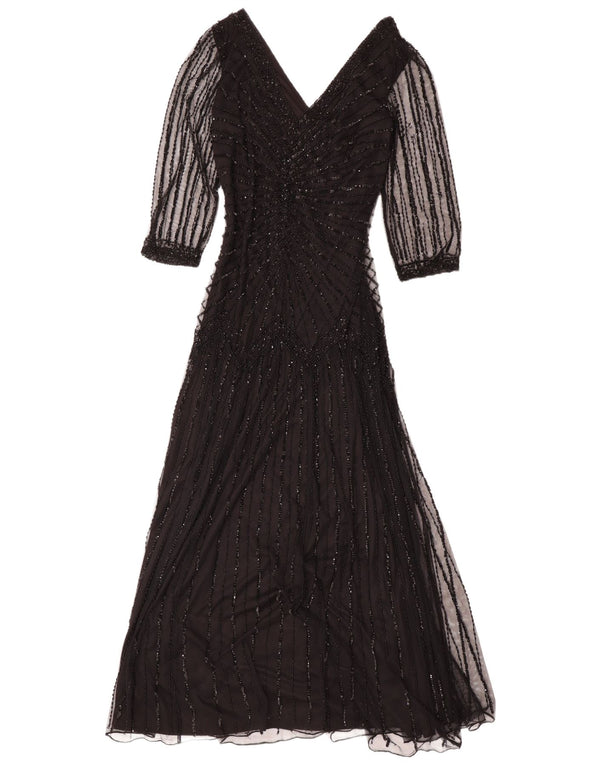 Pisarro Nights Damen-Maxikleid mit 3/4-Ärmeln, Spitze, EU 38, Mittelschwarz, Viskose