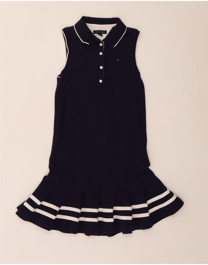 Tommy Hilfiger Polokleid für Mädchen, 9–10 Jahre, marineblau, gestreift, Baumwolle