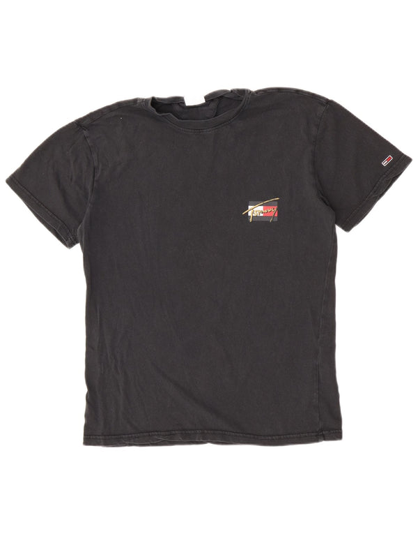 Tommy Hilfiger Herren-T-Shirt mit Grafik, Größe S, schwarze Baumwolle