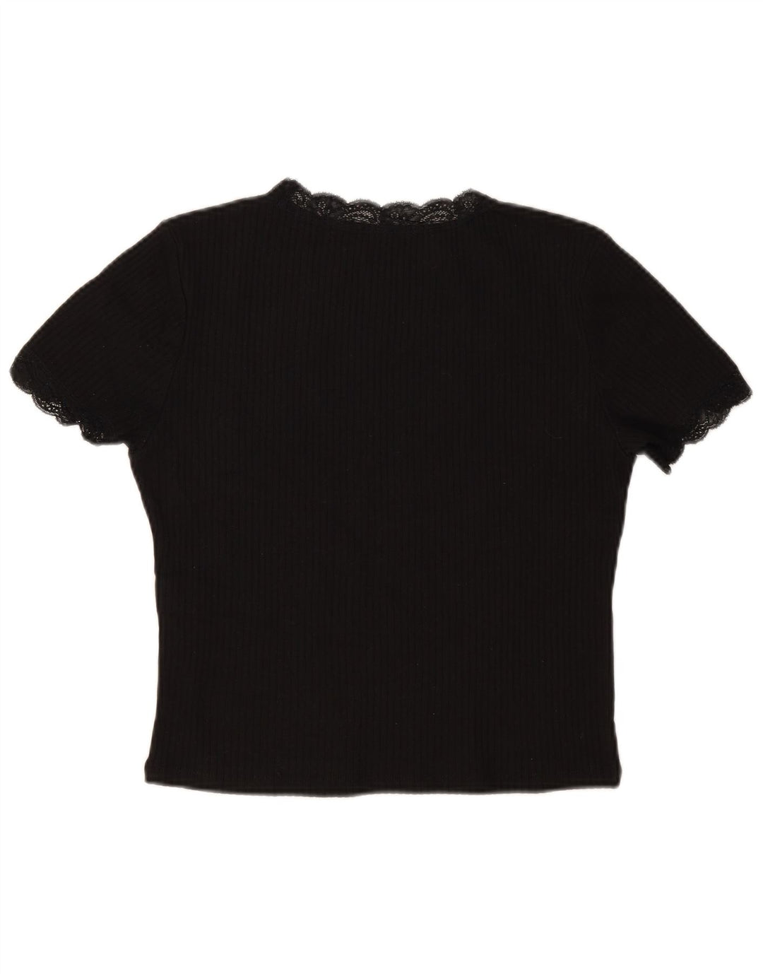 Zara Damen Crop Bluse Top UK 14 Große schwarze Baumwolle