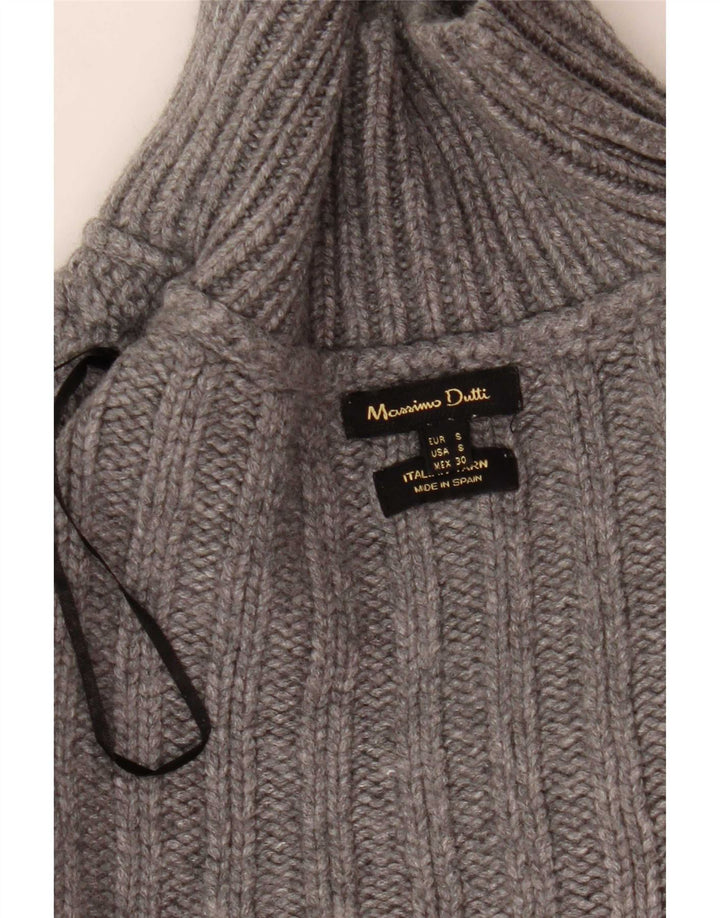 Massimo Dutti Damen Crop Rollkragenpullover Pullover UK 10 Small Grau