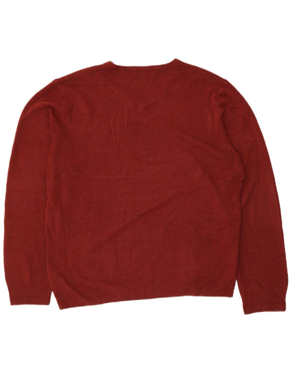Marks & Spencer Herren-Pullover mit V-Ausschnitt, XL, Burgunderrot, Acryl