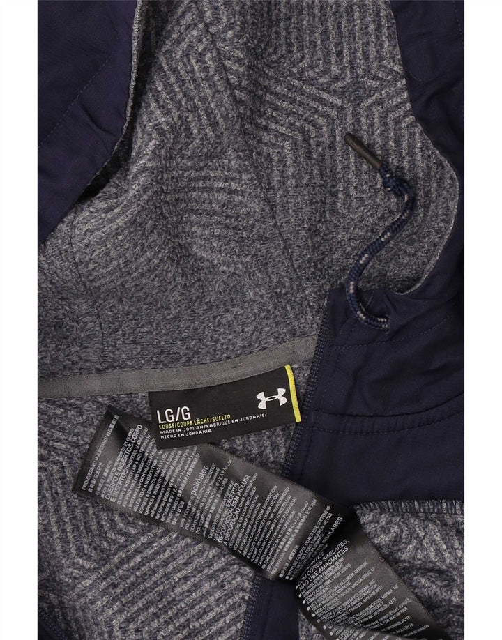Under Armour Herren-Kapuzenpullover mit Reißverschluss, groß, graues Farbblock-Polyester